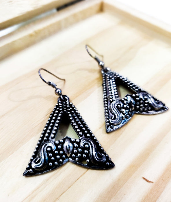 Oxidised Silver-Toned Earring