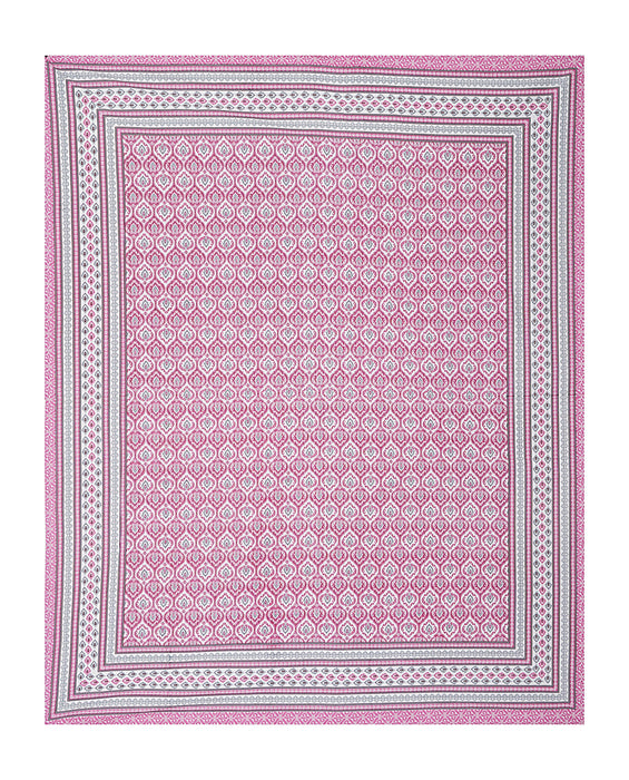 Jaipuri Print Cotton king 90 by 108 Floral Bedsheet with two big size pillow cover BS-3 Pink