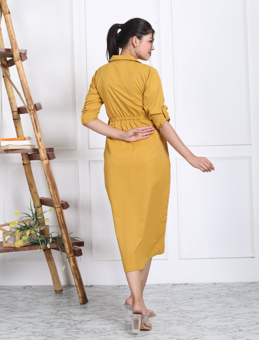 MUSTURED YELLOW FORMAL DRESS