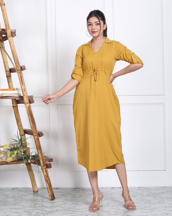 MUSTURED YELLOW FORMAL DRESS