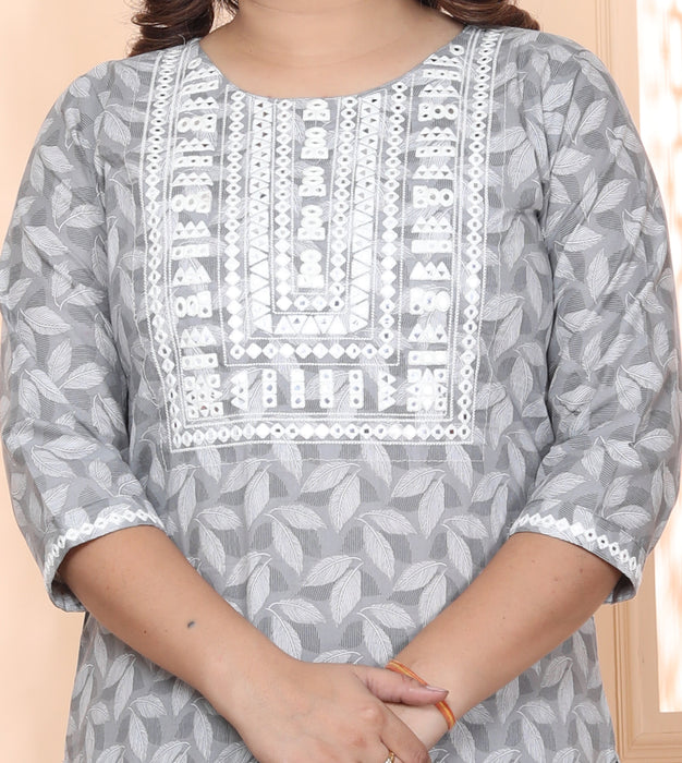 Salwar Suit with Dupatta in Cotton (Grey)-KR-23