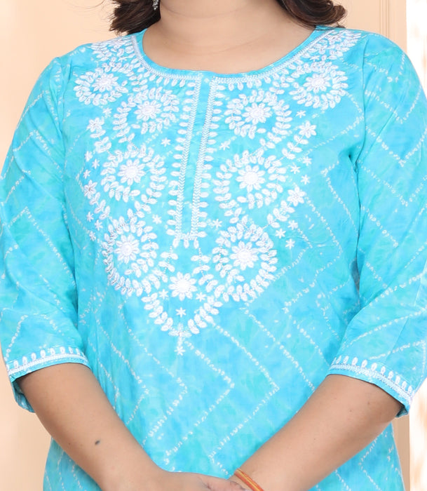 Salwar Suit with Dupatta in Cotton (Light Blue)-KR-24