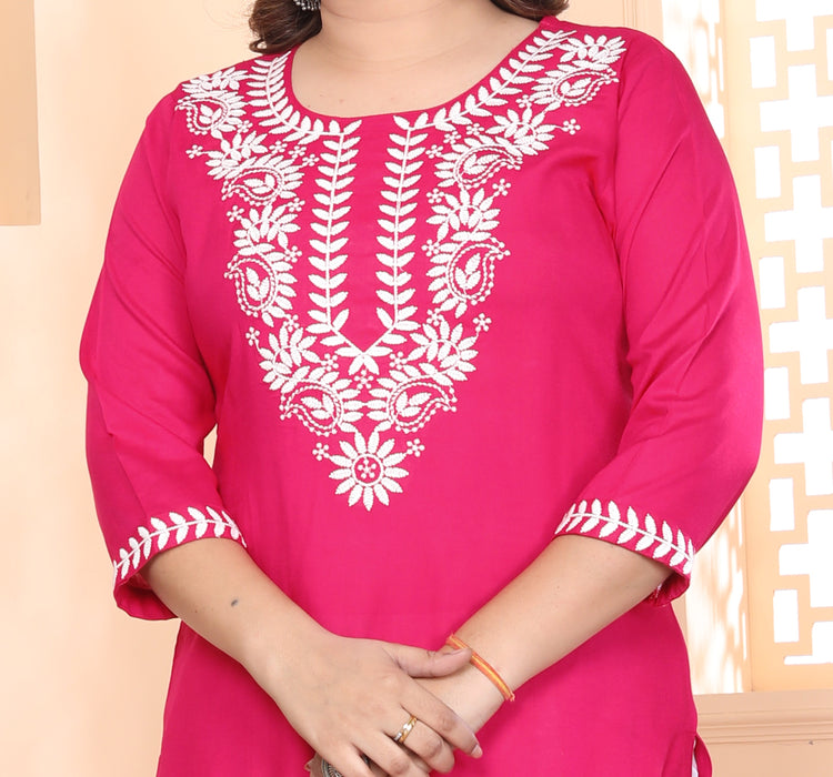 Kurta and Pajama set in Rayon (Pink)-KR-31