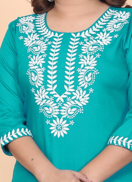 Kurta and Pajama set in Rayon (Sea Green)-KR-27