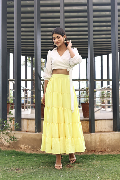 YELLOWISH CIRCULAR  TIER SKIRT