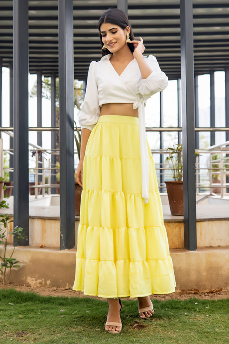 YELLOWISH TIER SKIRT WITH TOP CO-ORD SET