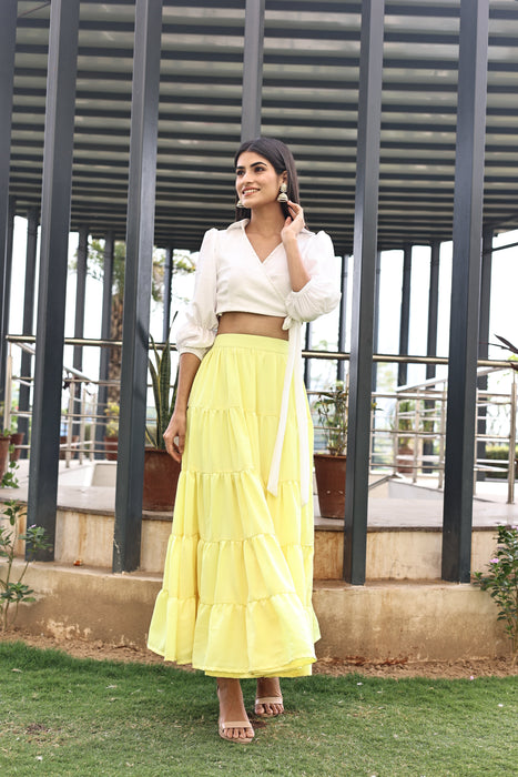 YELLOWISH CIRCULAR  TIER SKIRT