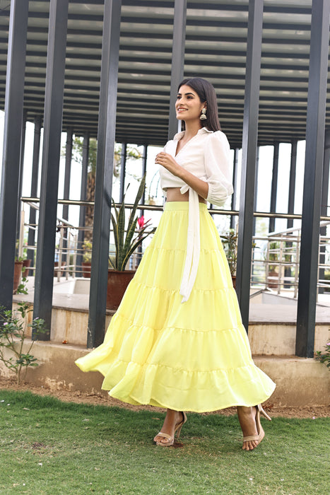 YELLOWISH CIRCULAR  TIER SKIRT