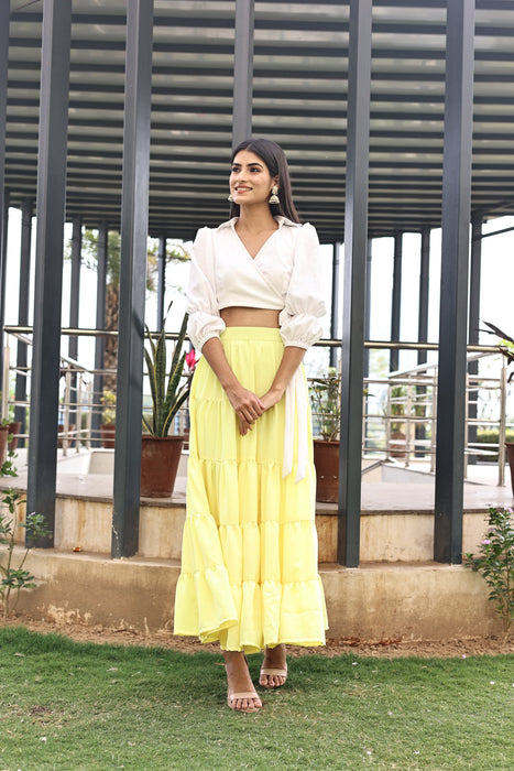 YELLOWISH CIRCULAR  TIER SKIRT