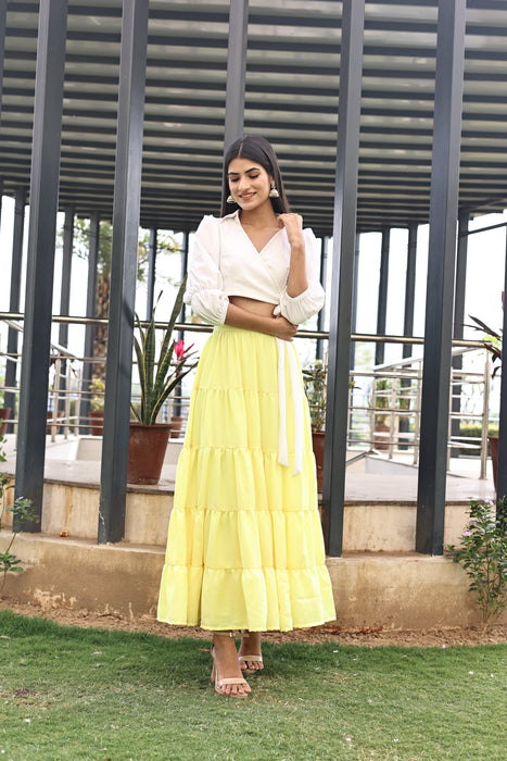 YELLOWISH CIRCULAR  TIER SKIRT