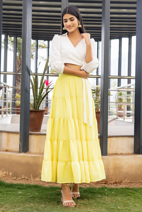 YELLOWISH TIER SKIRT WITH TOP CO-ORD SET