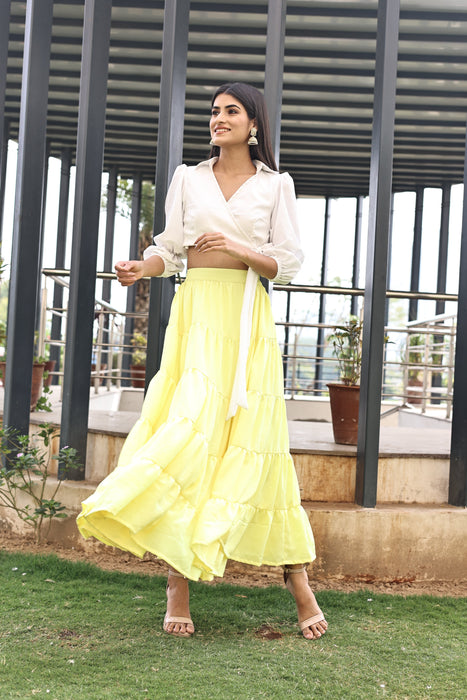 YELLOWISH CIRCULAR  TIER SKIRT