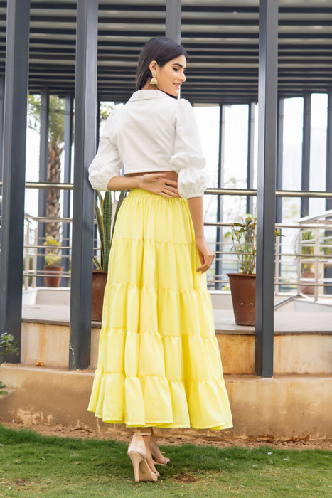 YELLOWISH TIER SKIRT WITH TOP CO-ORD SET