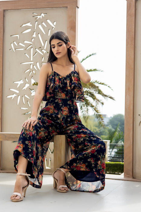 FLORAL RUFFLE JUMPSUIT