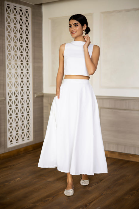 PEACE WHITE SKIRT TOP CO-ORD SET