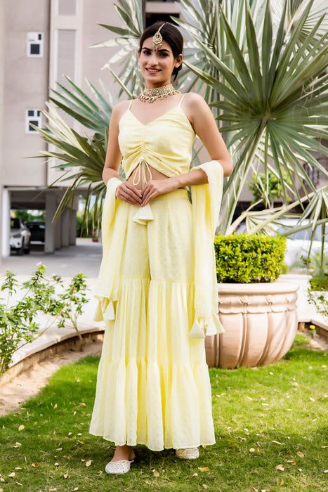 LEMON YELLOW TIER  PALAZZO PANT