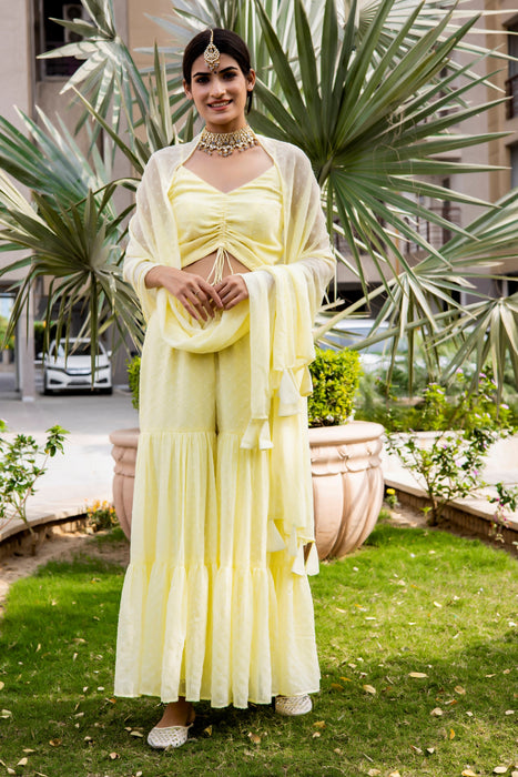 LEMON YELLOW TIER  PALAZZO PANT