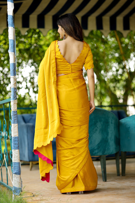 Sunshine Glow Saree (Solid Satin Silk Saree)