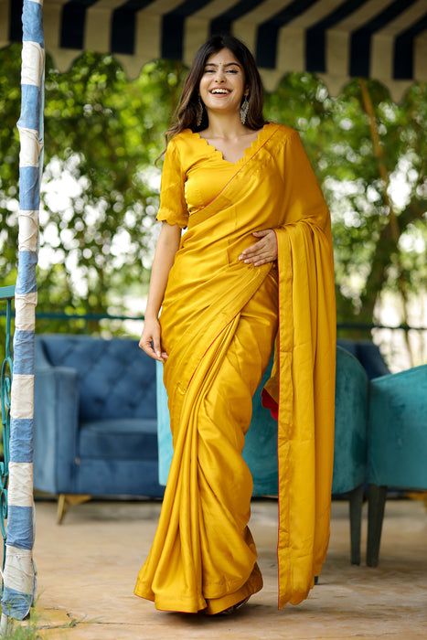 Sunshine Glow Saree (Solid Satin Silk Saree)