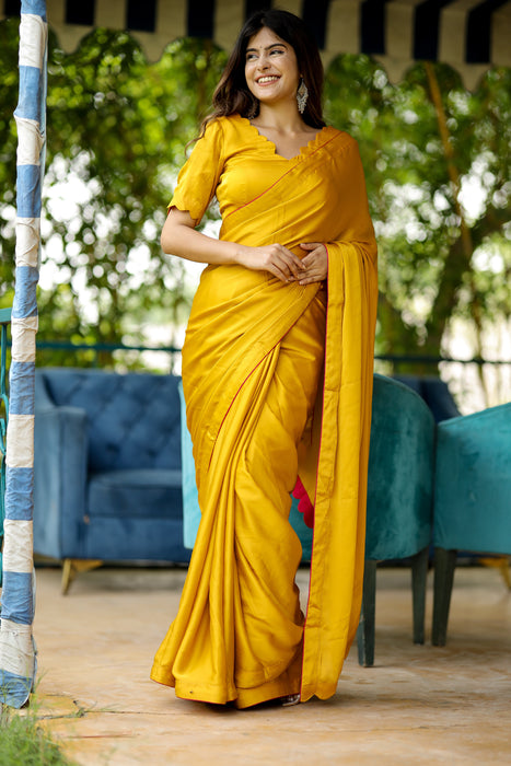 Sunshine Glow Saree (Solid Satin Silk Saree)