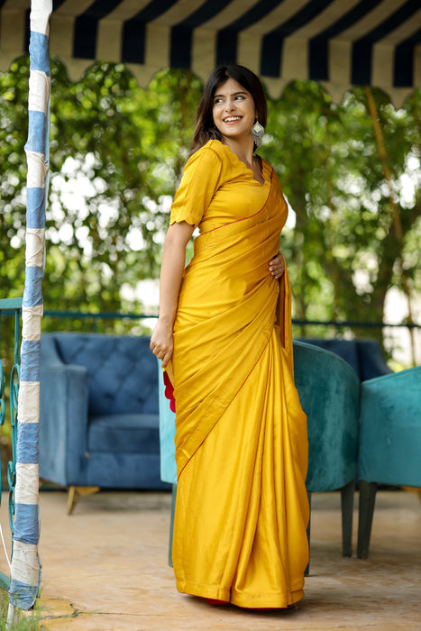 Sunshine Glow Saree (Solid Satin Silk Saree)