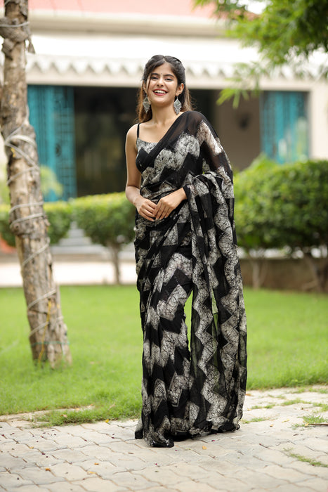 Inky Dew (Pure Georgette Zari Striped Saree)