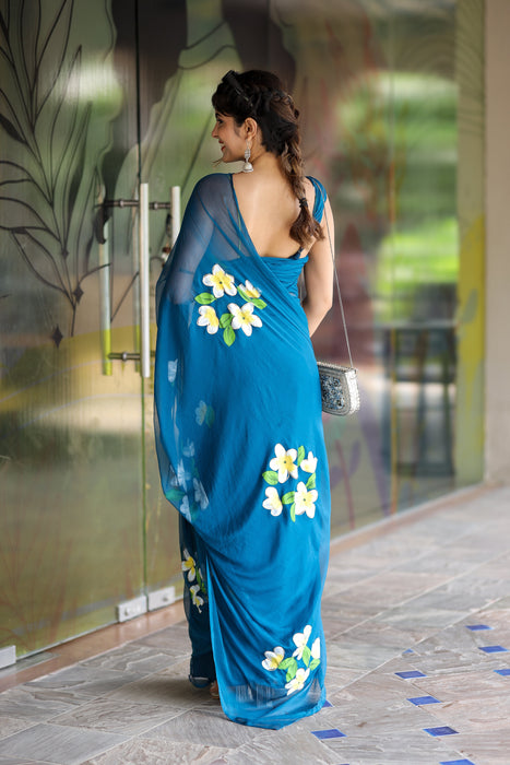 Luminous Kaleidoscope (Hand Painted Chiffon Saree)