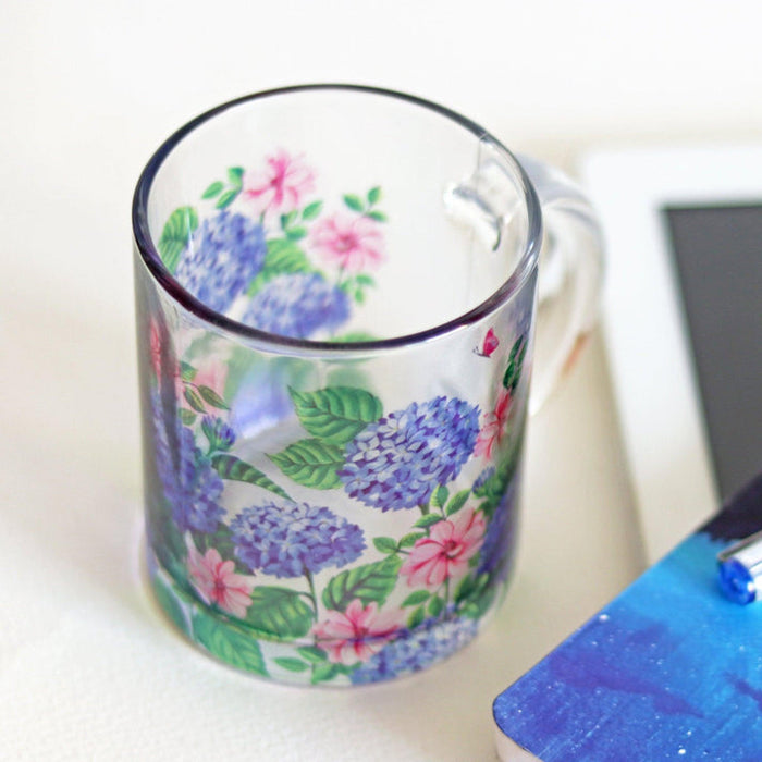 Hydrangea Glass Mug - Gift Set