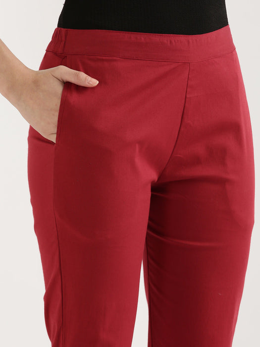 Maroon Stretchable Pants For Women-CK-04-MAROONPANT