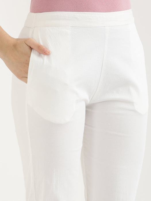 White Stretchable Pants For Women-CK-08-WHITEPANT