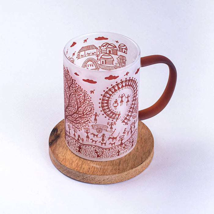 Ethnic Warli Art Frosted mugs - Set of 2 and 4