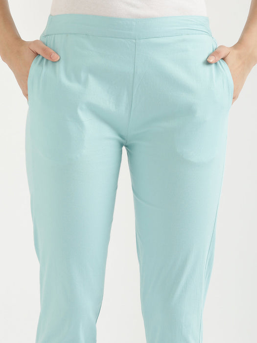 Powder Blue Stretchable Pants For Women-CK-09-TURQUISEPANT