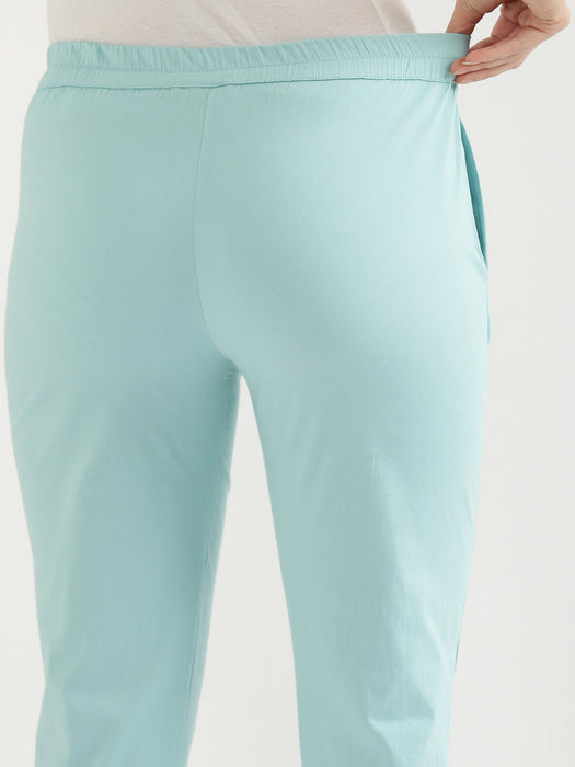 Powder Blue Stretchable Pants For Women-CK-09-TURQUISEPANT