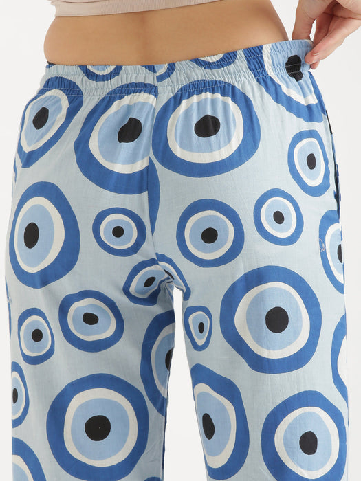 Notched Neck Blue Evil Eye Co-ord Set-CK-BLUEEVILEYENOTCHED