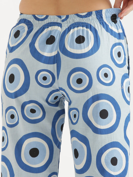 Sleeveless Blue Evil Eye Co-ord Set-CK-BLUEEVILEYE-SL