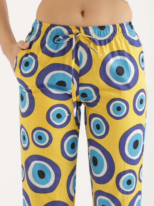 Button Down Yellow Evil Eye Co-ord Set-CK-YELLOWEVILEYE-BD