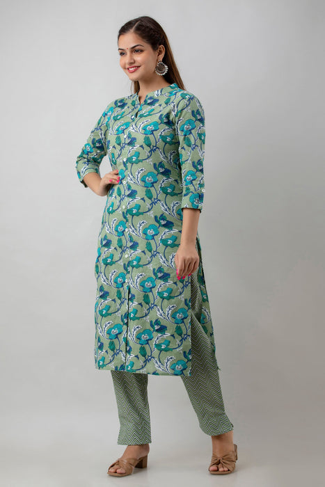 Traditional Zari Embroidery Work A-Line Kurta With Trouser & Dupatta - KR3002GREEN