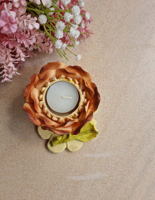 Peachy Lotus Tealight Holder