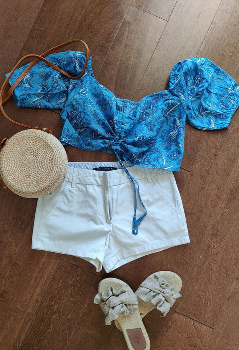 Nautical Blue Crop Top