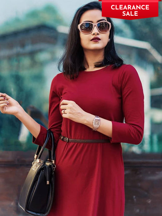 Maroon Aline Midi Dress