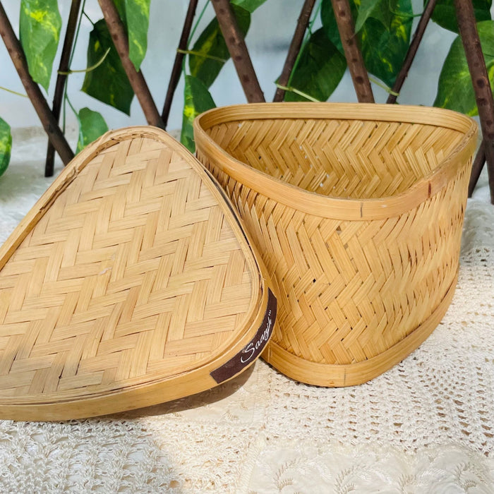 Bamboo Cane Triangle Small Storage Box Container