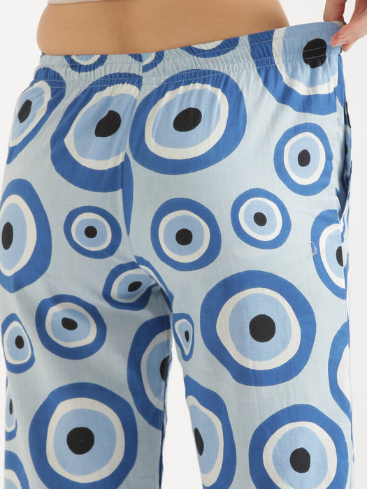 Sleeveless Blue Evil Eye Co-ord Set-CK-BLUEEVILEYE-SL