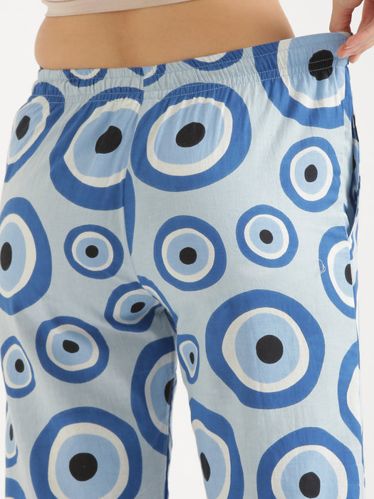 Button Down Blue Evil Eye Co-ord Set-CK-BLUEEVILEYE-BD