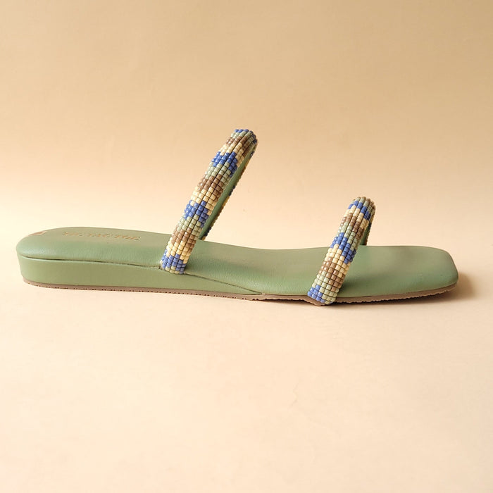 Green 2 Strap Beads Flats