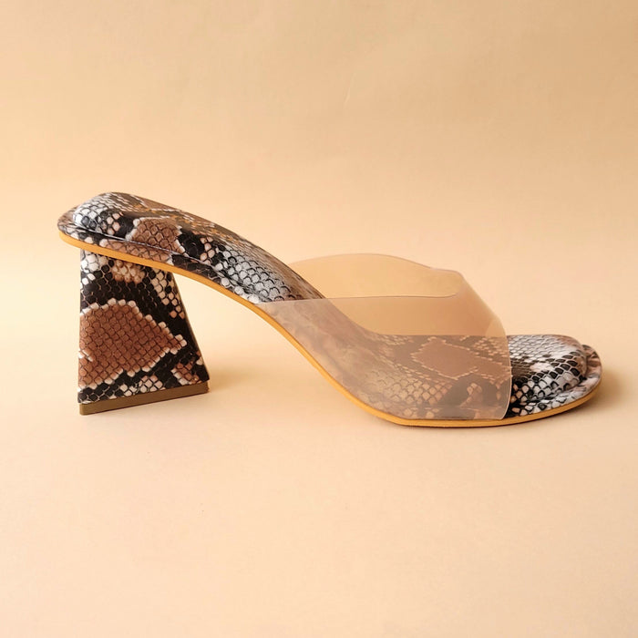 Beige Transparent Tiger Triangle Heel Block