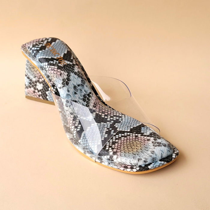 Blue Transparent Tiger Triangle Heel Block