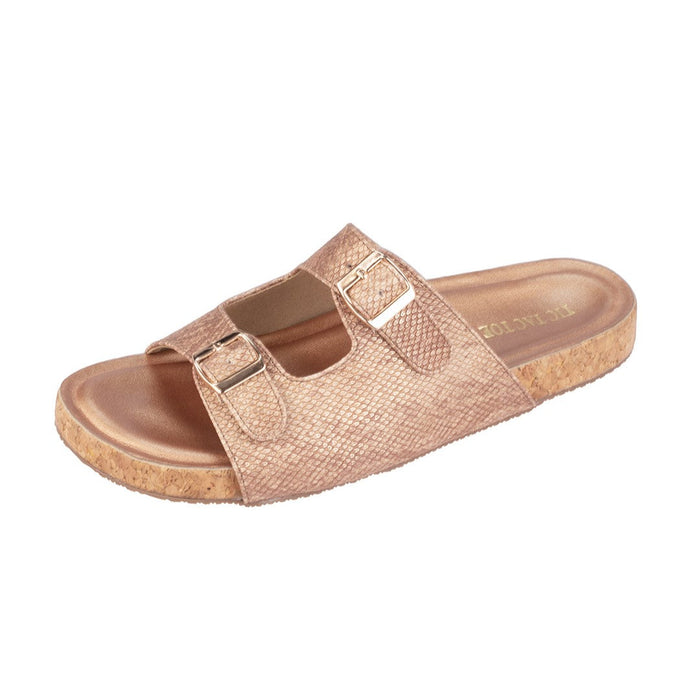 Brown Animal Textured BS Buckle Flats