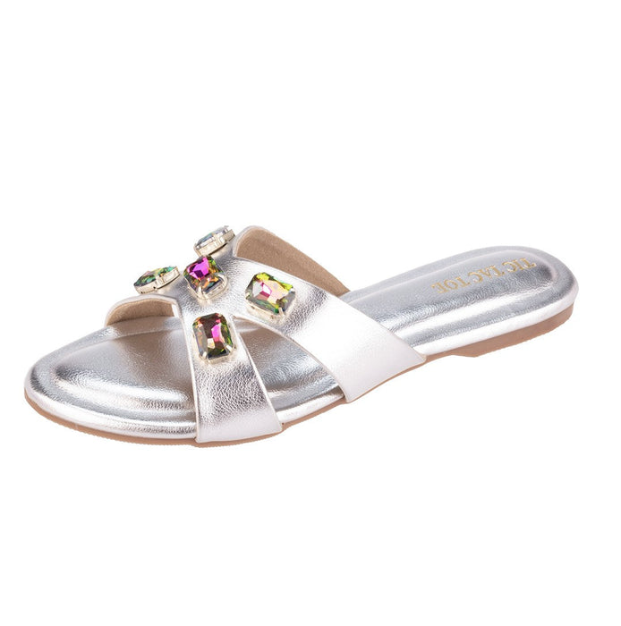 Metallic Silver Diamond Fitting Cross Flats