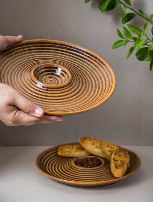 Ceramic Stoneware Savannah Chip & Dip Platter