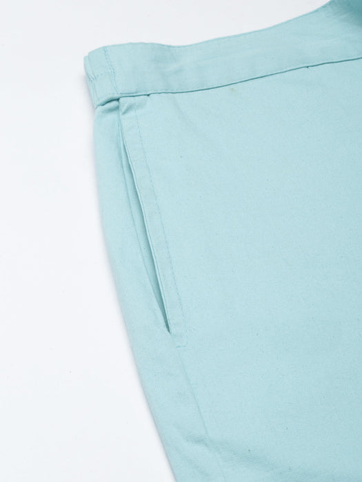 Powder Blue Stretchable Pants For Women-CK-09-TURQUISEPANT